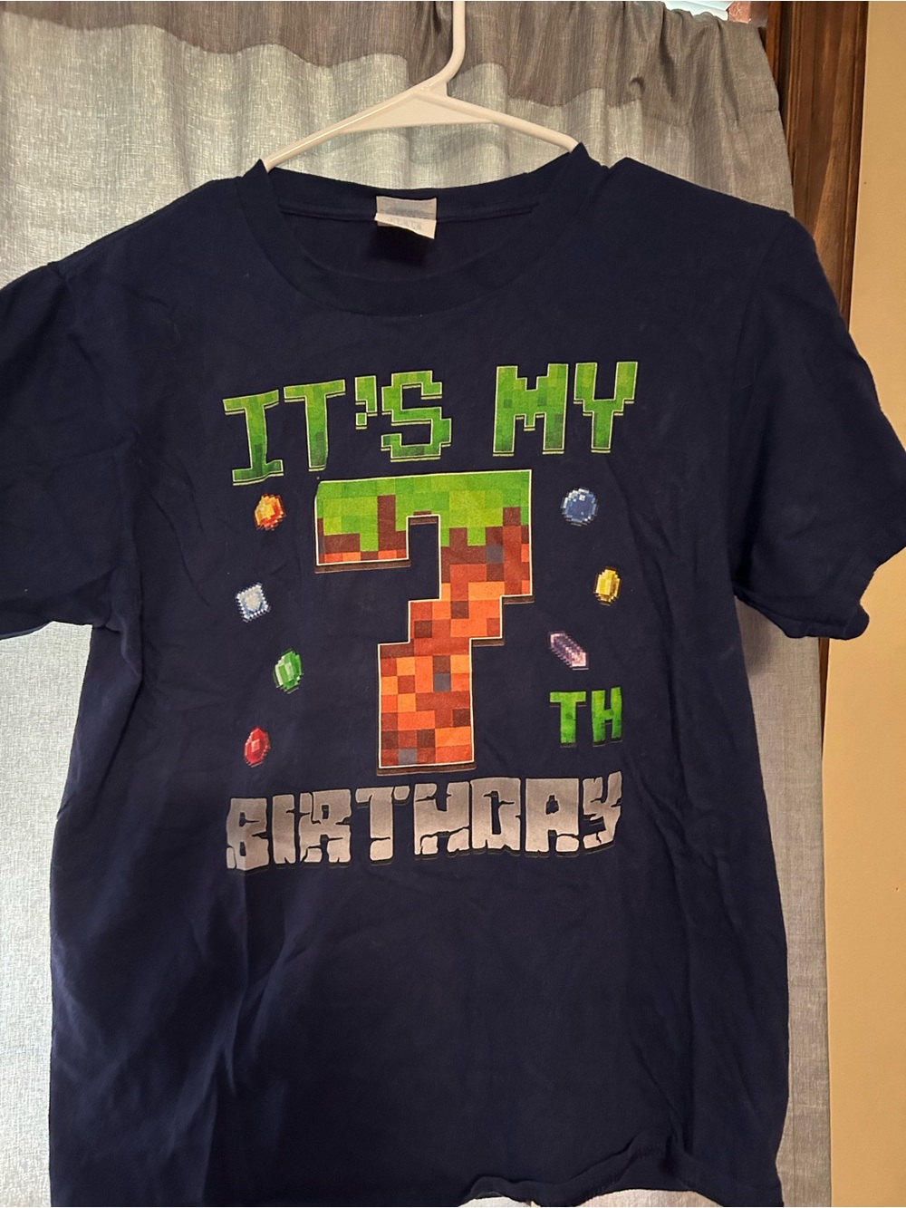 Kids Minecraft Navy 'It's My 7th Birthday' Graphic Tee
